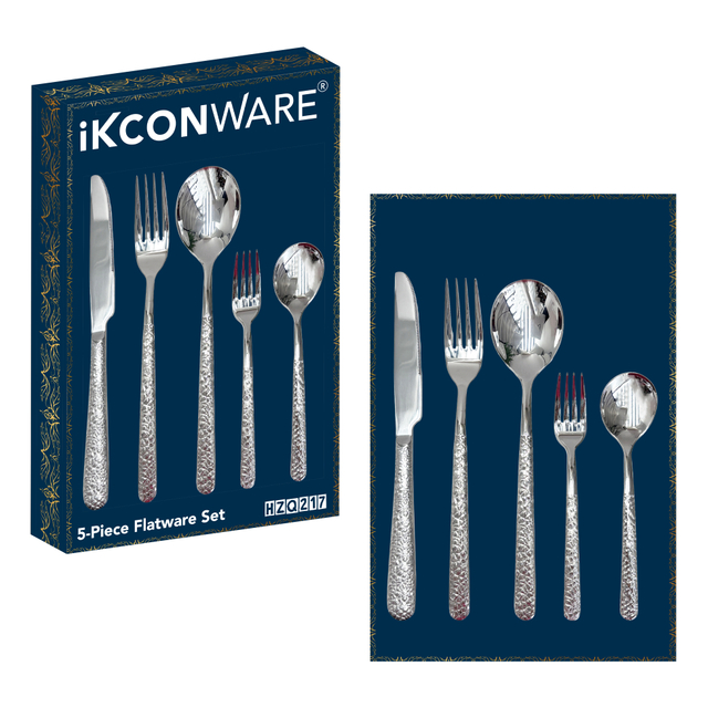 5-Piece Textured Stainless Steel Cutlery Set