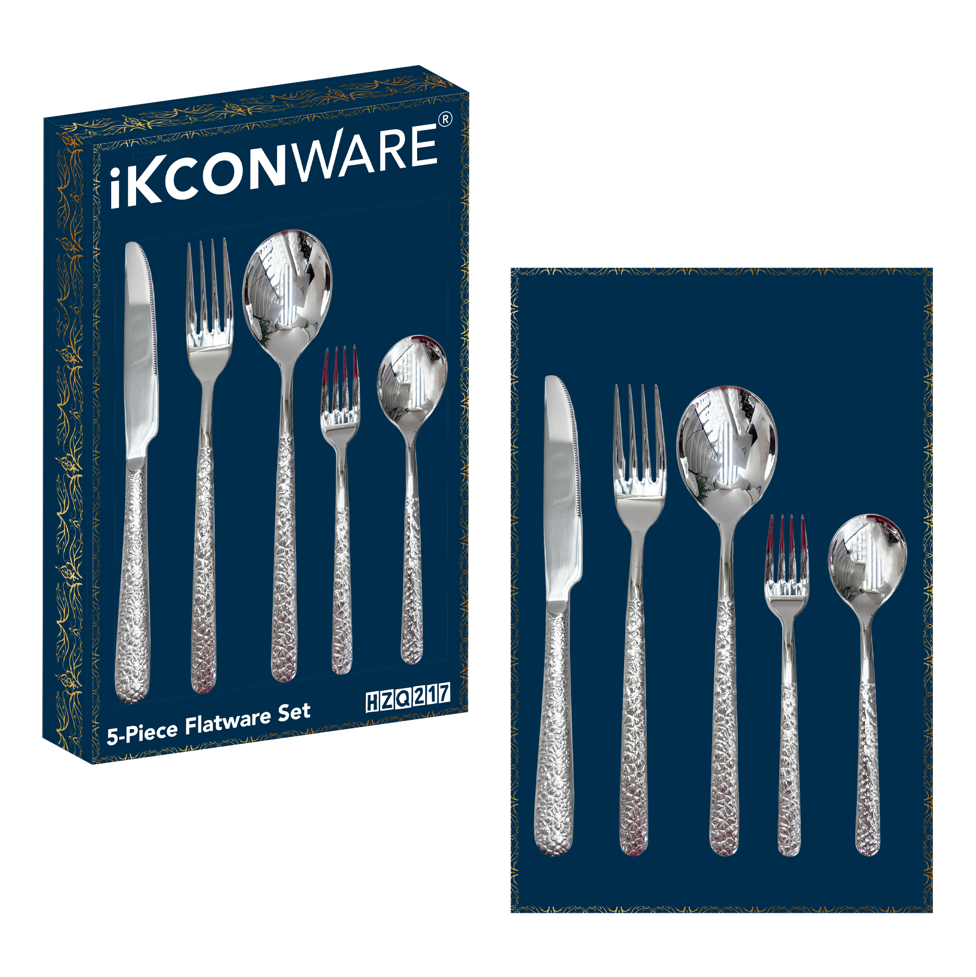 5-Piece Textured Stainless Steel Cutlery Set