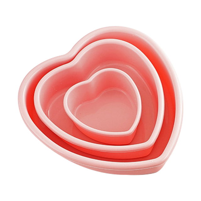 3-Piece Heart-Shaped Silicone Cake Mold Set