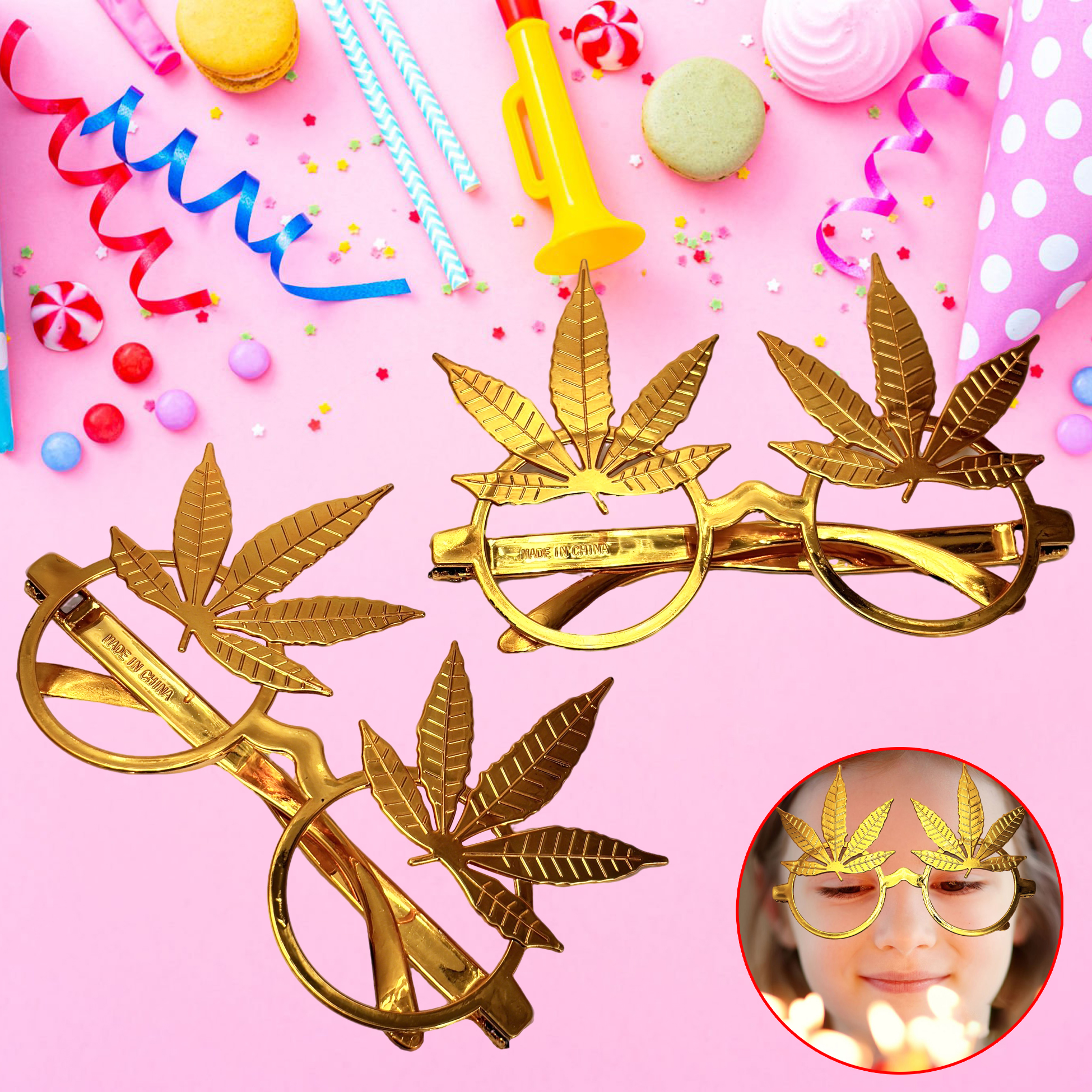 Gold Leaf-Shaped Party Glasses