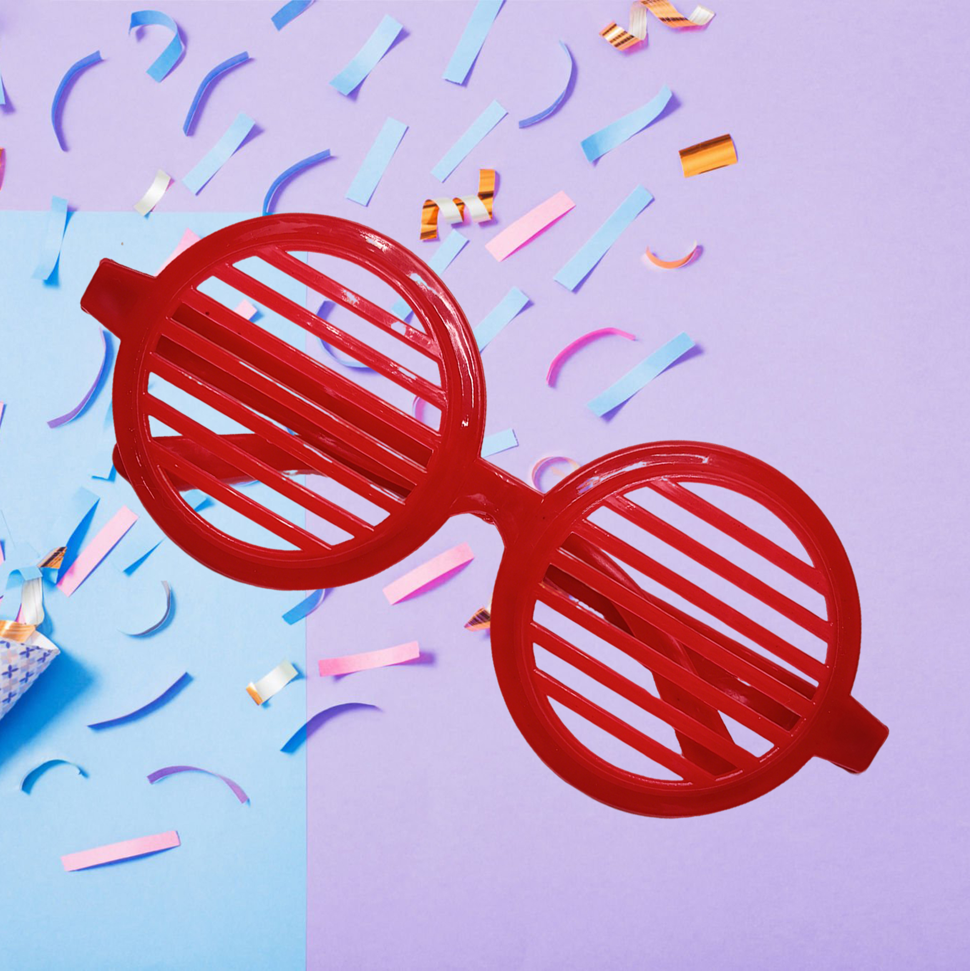 Colorful Slotted Round Party Glasses Set