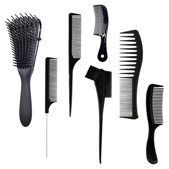 Black Hair Comb And Brush Set