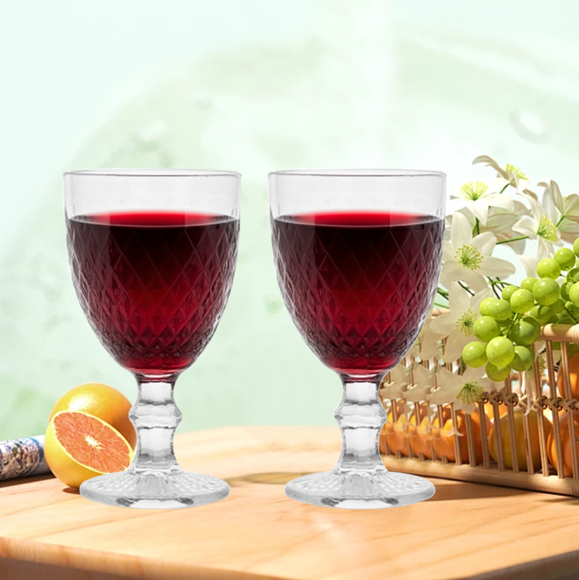 6-Piece Diamond-Cut Wine Glass Set