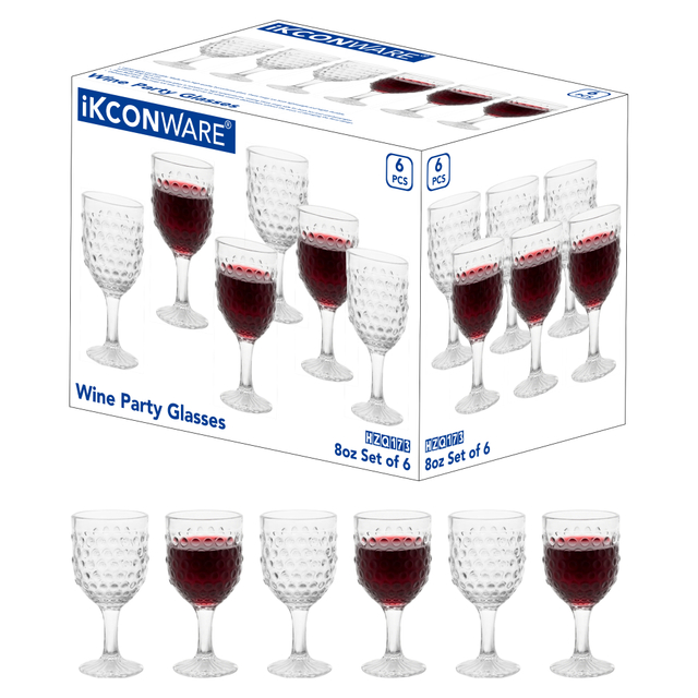 6-Piece Hobnail Red Wine Glass Set