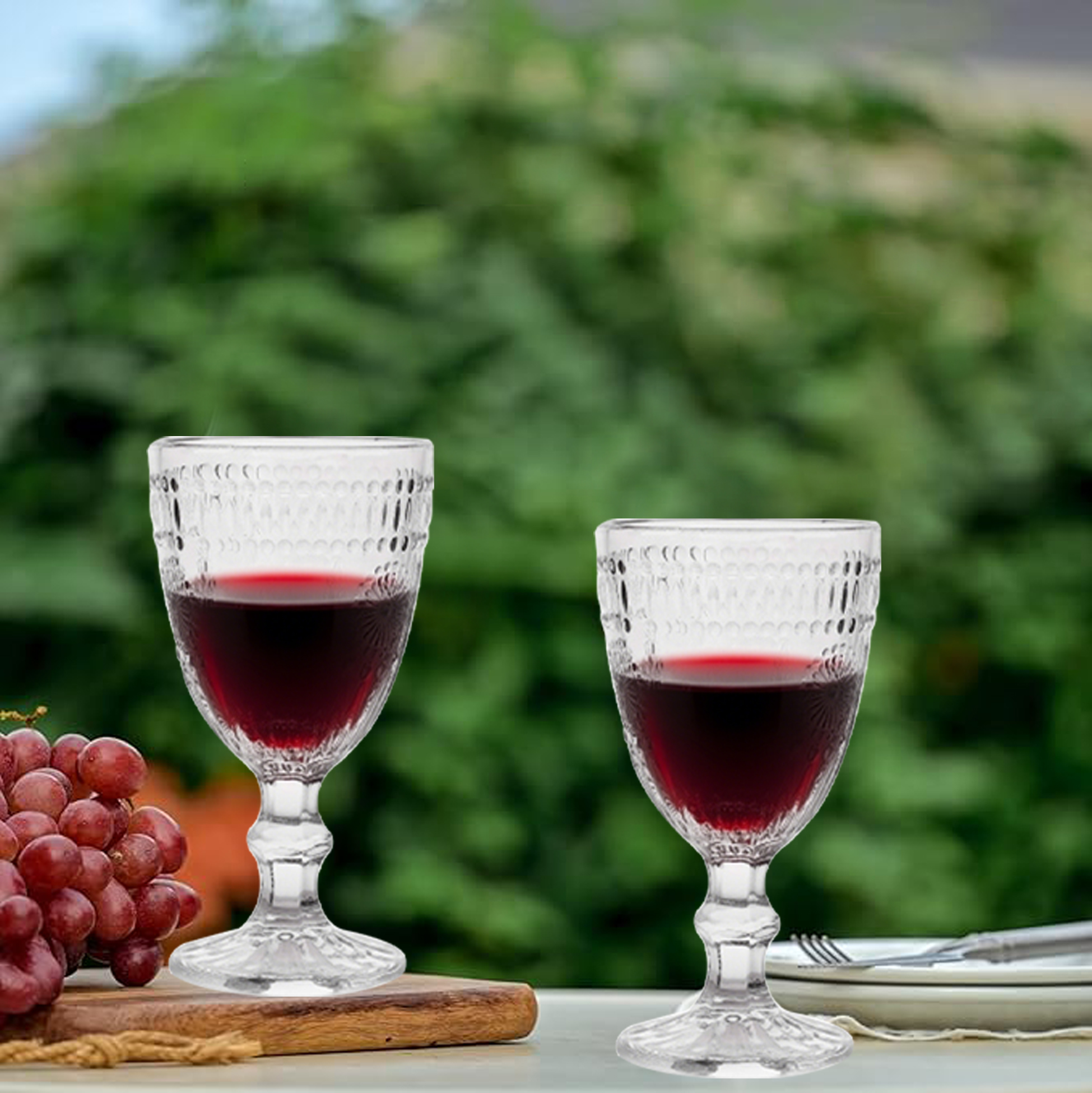 6-Piece Sunflower-Embossed Wine Glass Set