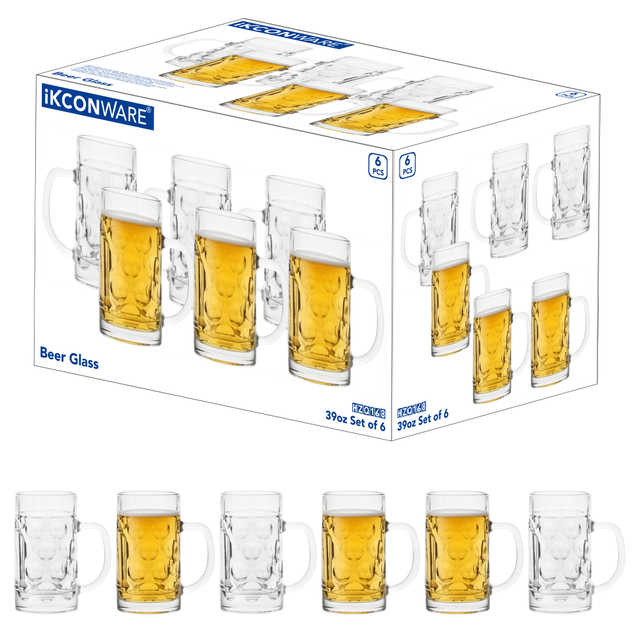 6-Piece Dimpled Beer Mug Set
