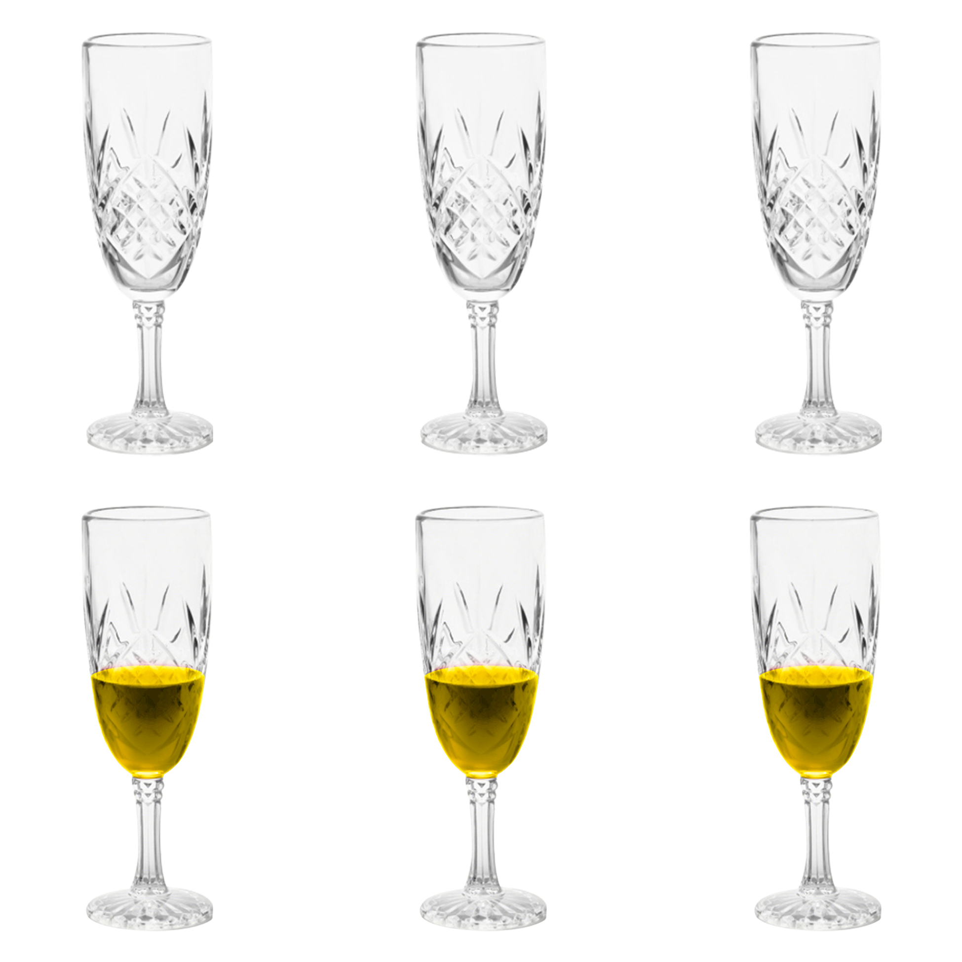6-Piece Cut-Crystal Champagne Flute Set