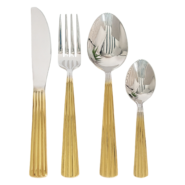 24-Piece Two-Tone Ribbed Handle Cutlery Set