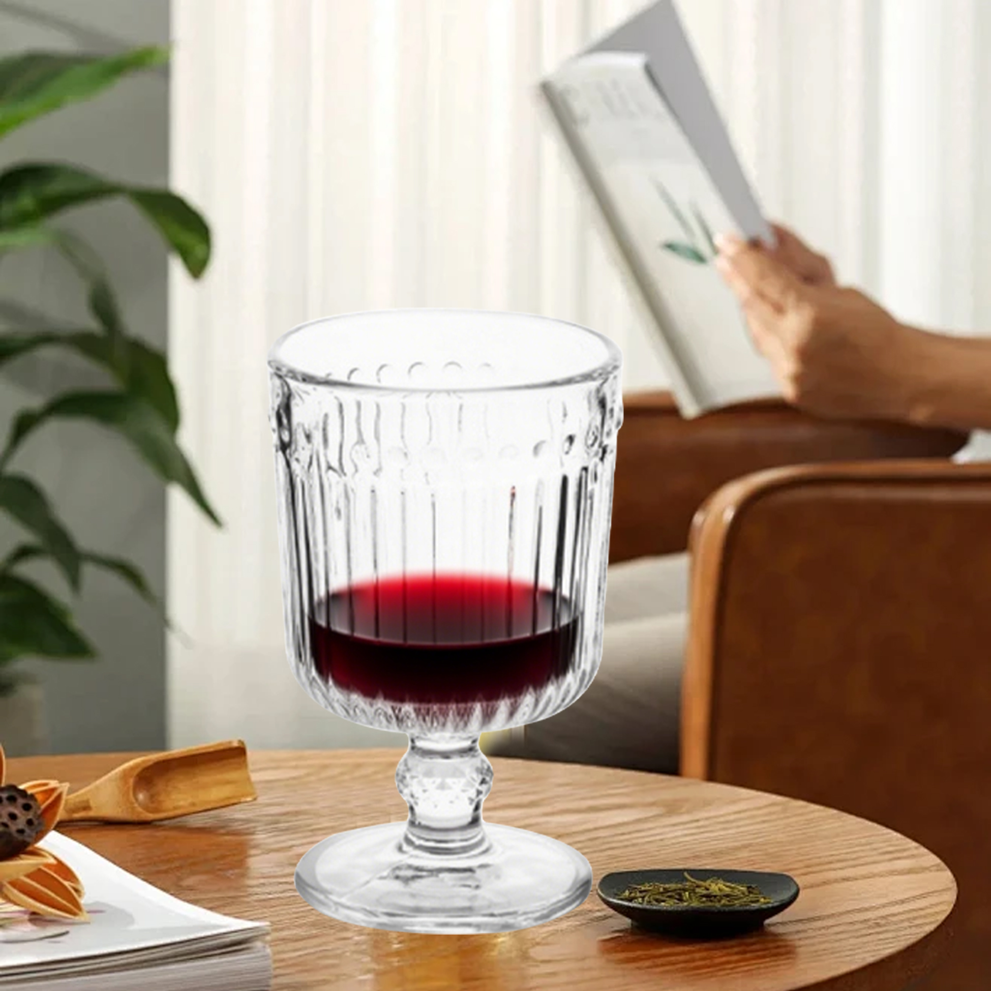 6-Piece Ribbed Retro Wine Glass Set