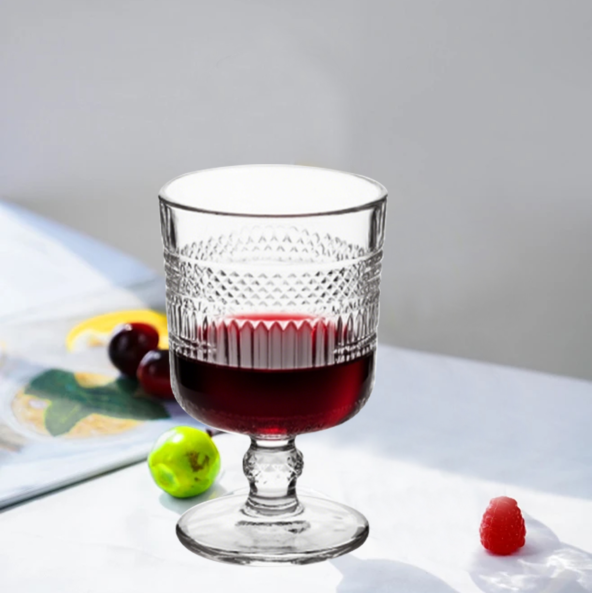 6-Piece Patterned Crystal Wine Glass Set