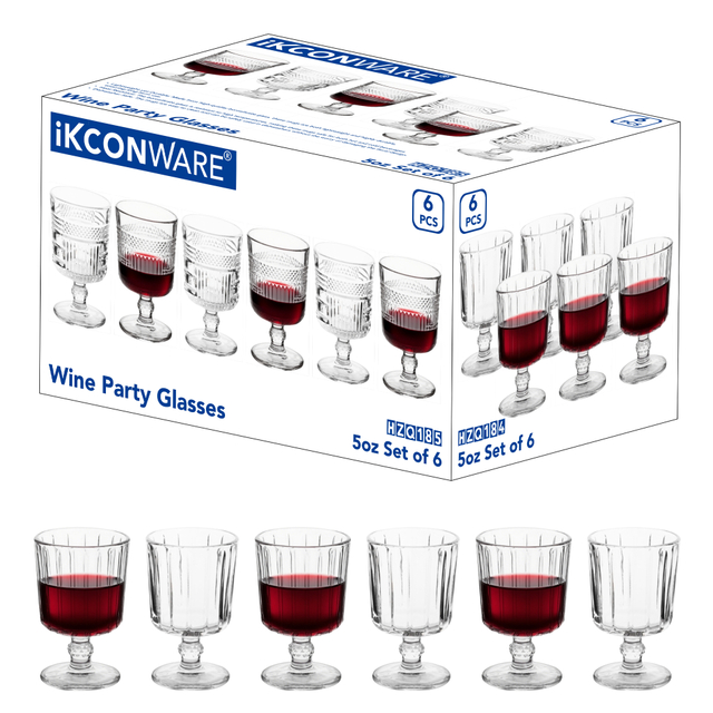 6-Piece Ribbed Vintage Wine Glass Set