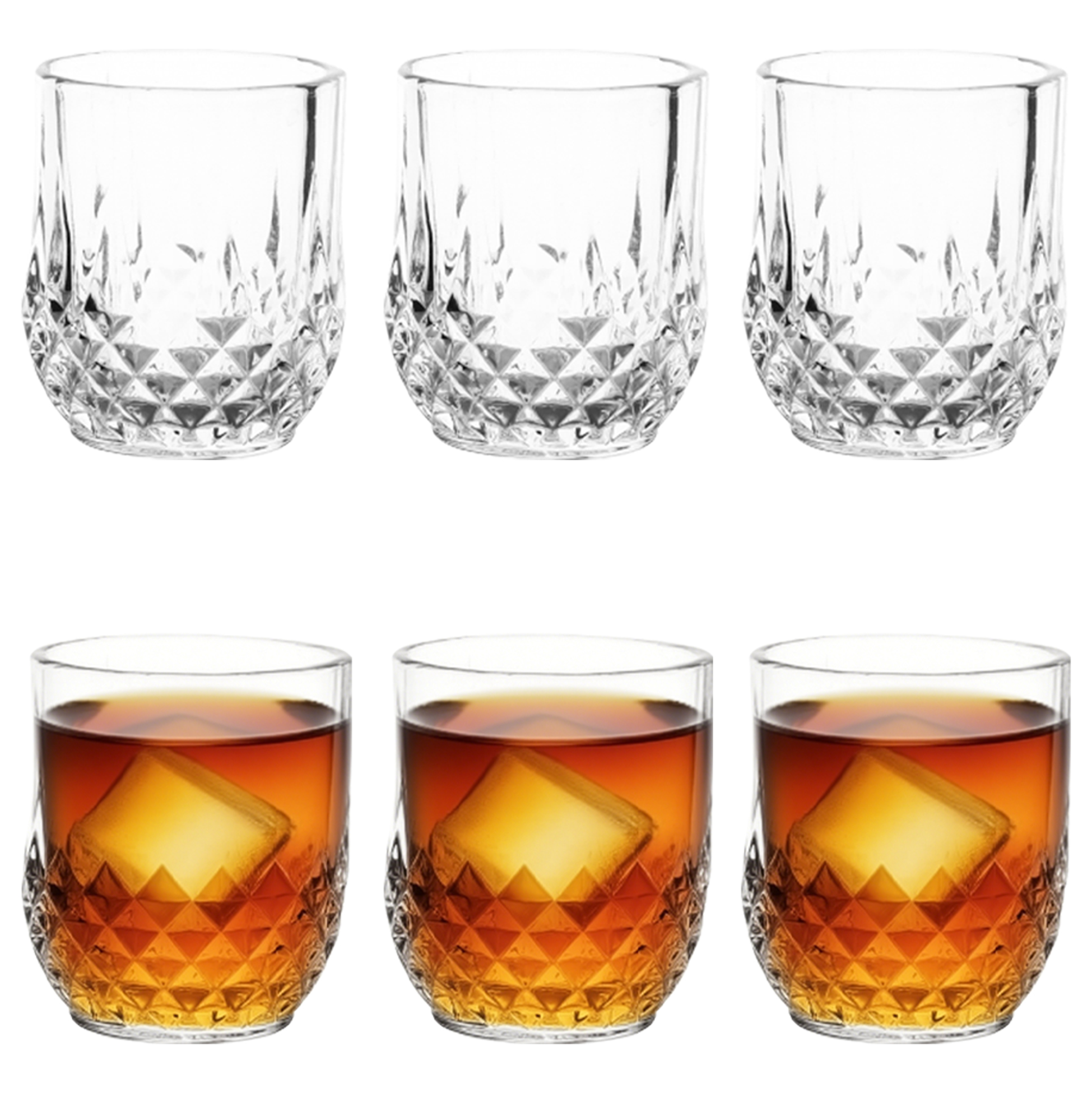 6-Piece Diamond-Patterned Whiskey Glass Set