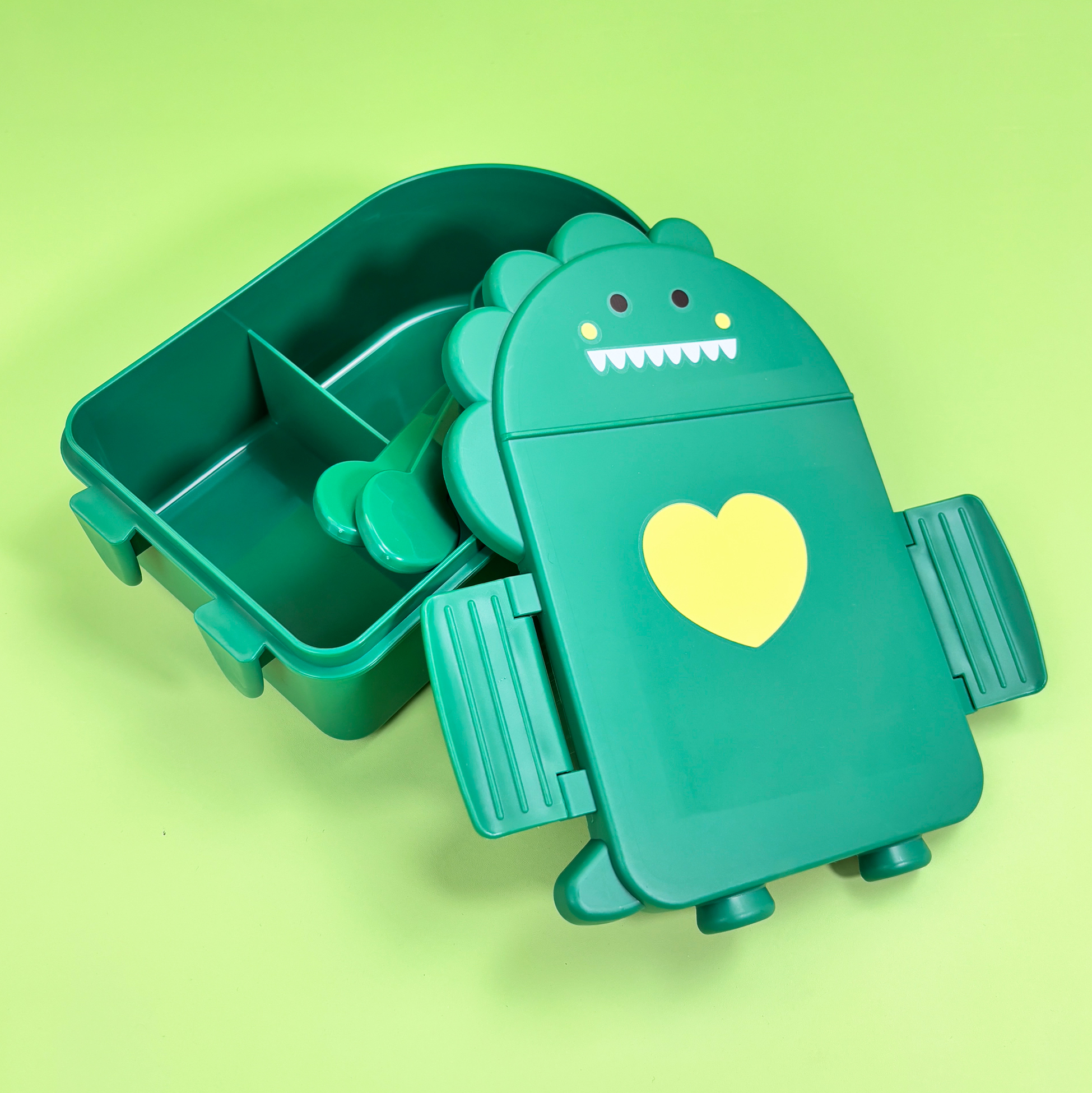 Dinosaur-shaped Kids’ Lunch Box Set with Cutlery