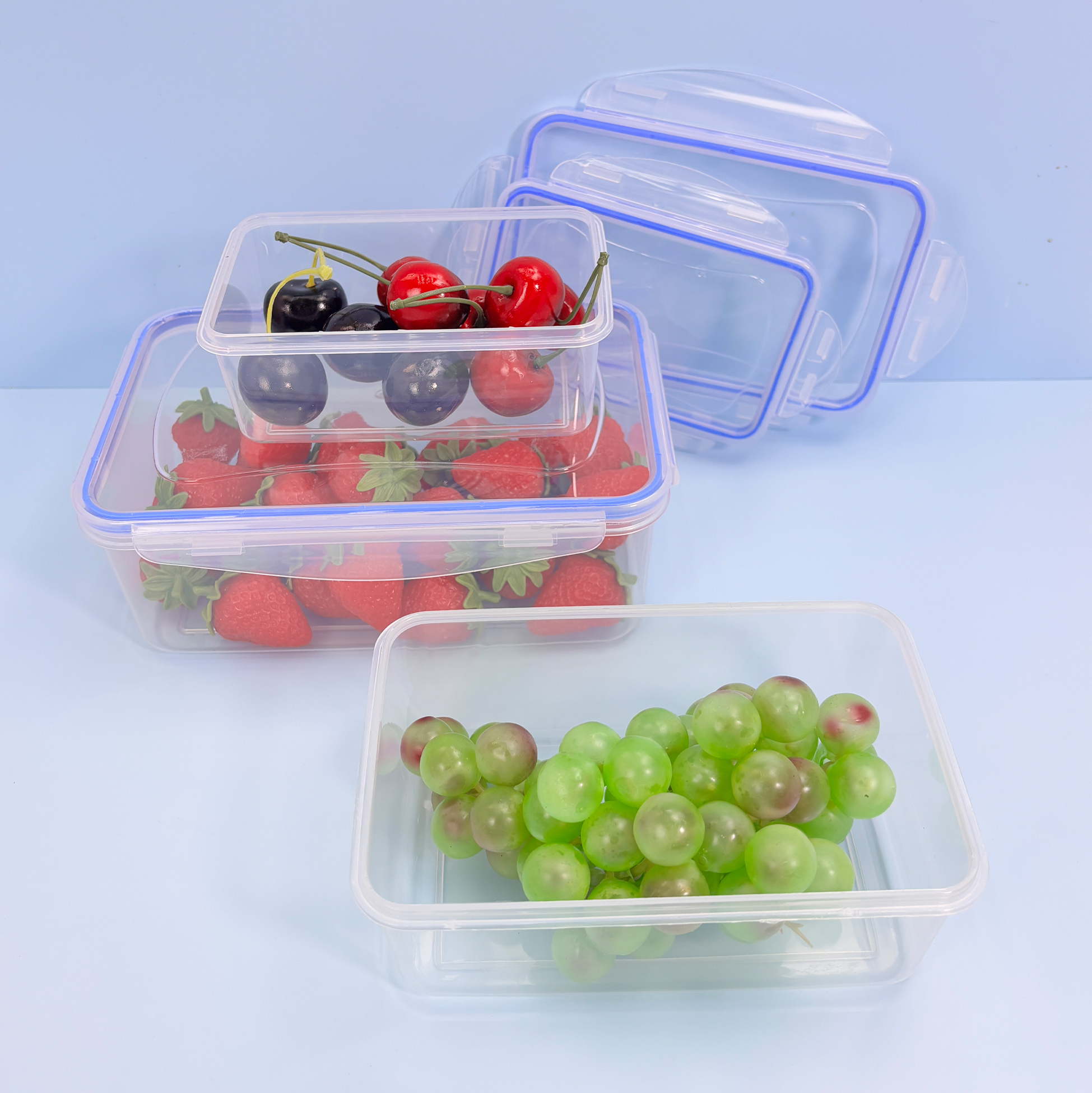 Rectangular Plastic Food Container Set of 3
