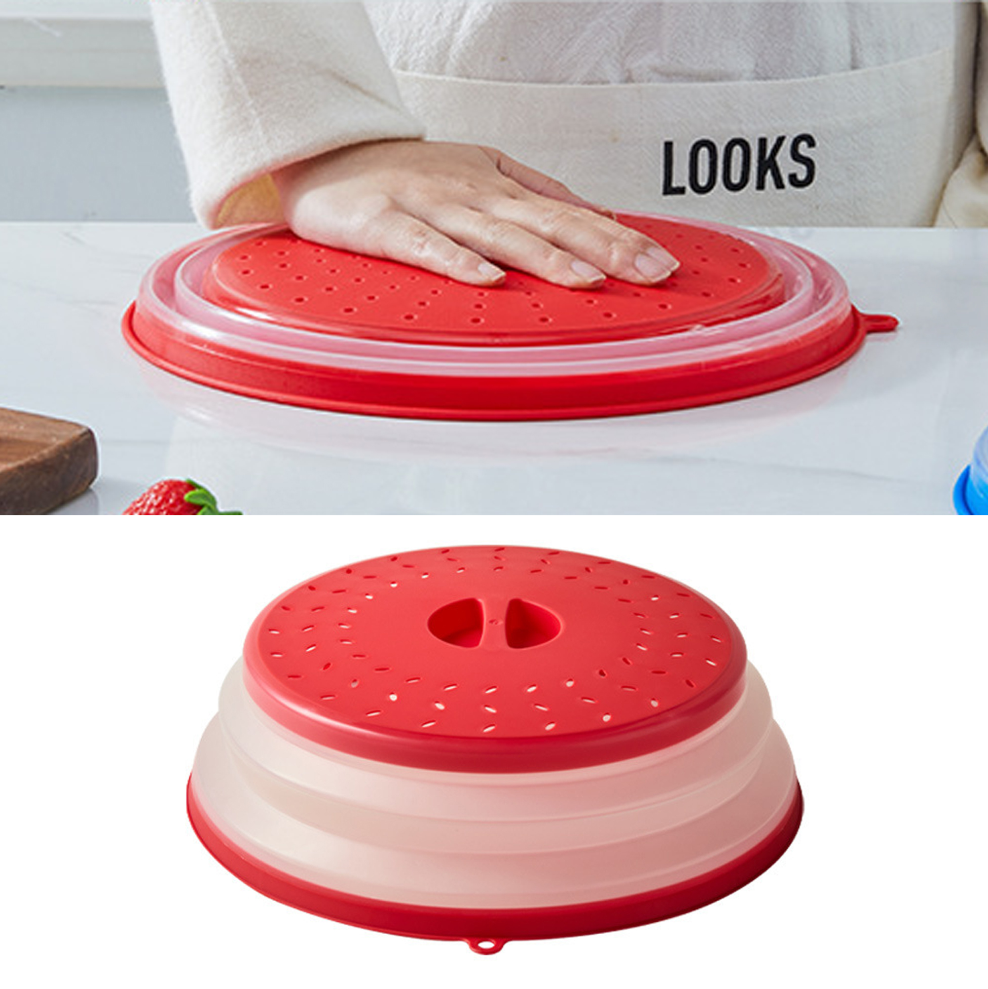Collapsible Microwave Food Cover, Splatter Guard,Vented Microwave Lid for Food