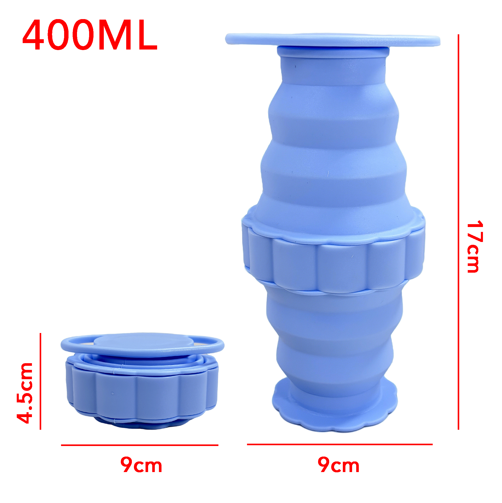 Blue Silicone Collapsible Water Bottle
