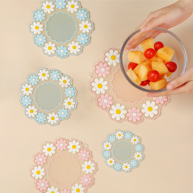 Set of 3 Cute Coasters for Drinks Non-Slip PVC Silicone Coasters for Tabletop Protection