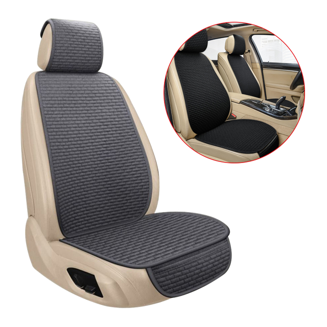 Front Car Seat Cover Protector Cushion Linen Fabric Car Accessories Universal Size Anti-slip