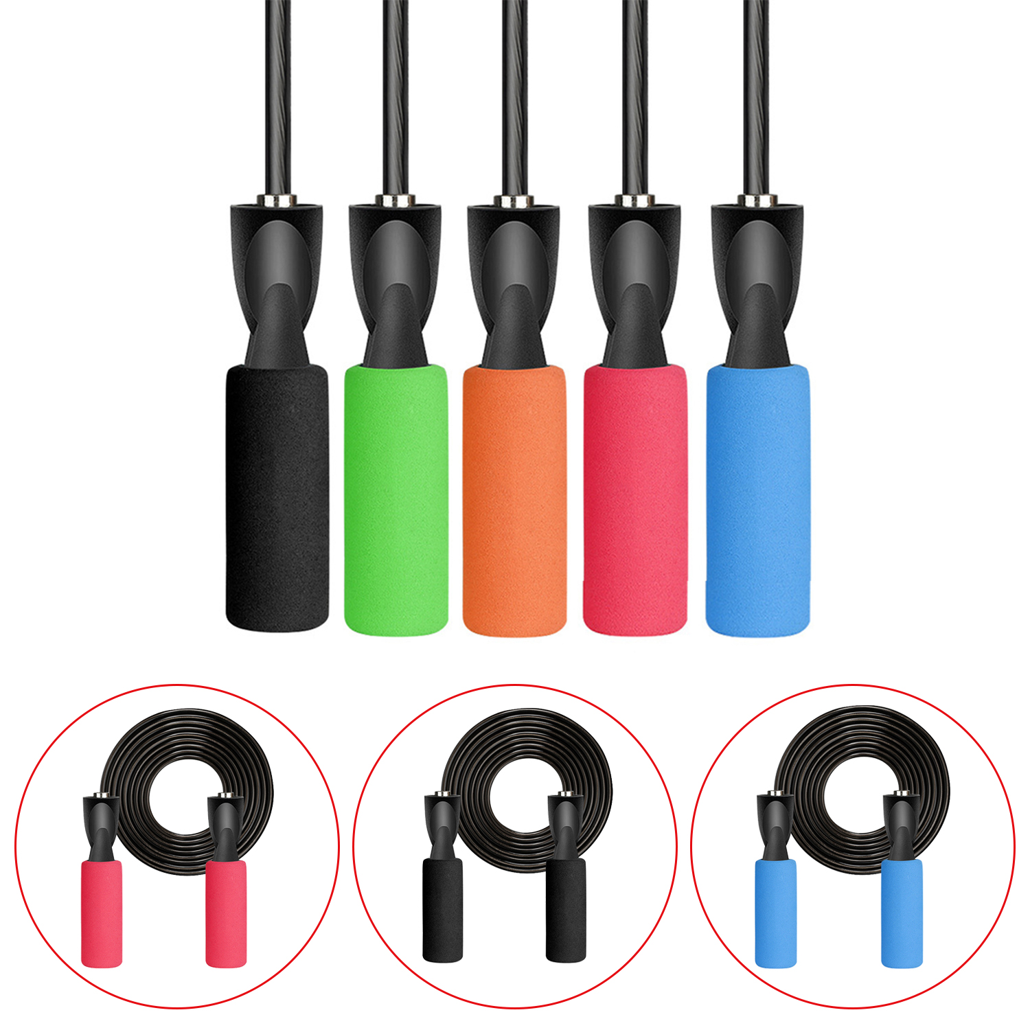 2.8M Length 4.5MM Diameter Adjustable Length Jumping Rope Steel Wire Foam Handle Skipping Rope With Ball Bearing