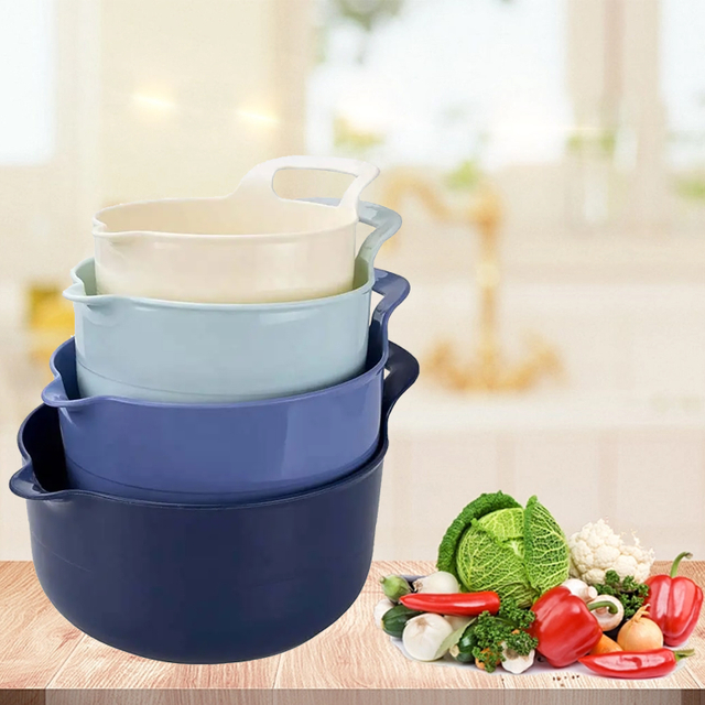 Salad Mixer Bowls With Handle Kitchen Baking Non-Slip Mixing Bowl Food Storage Bowl