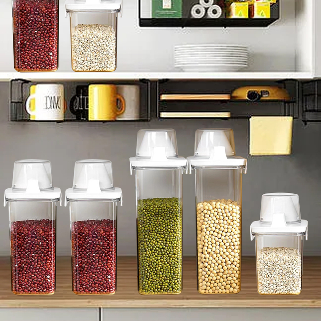 Grain Storage Box Cereals Container with Handle Food Bean Sealed Jar Kitchen Large Capacity Grain Dispenser Oatmeal Bottle