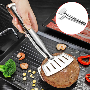 Stainless Steel Roast Fish BBQ Tong Bread Meat Clip Kitchen Cooking Tool Barbecue Grilled Steak Clamp Frying Spatula Fried Shove