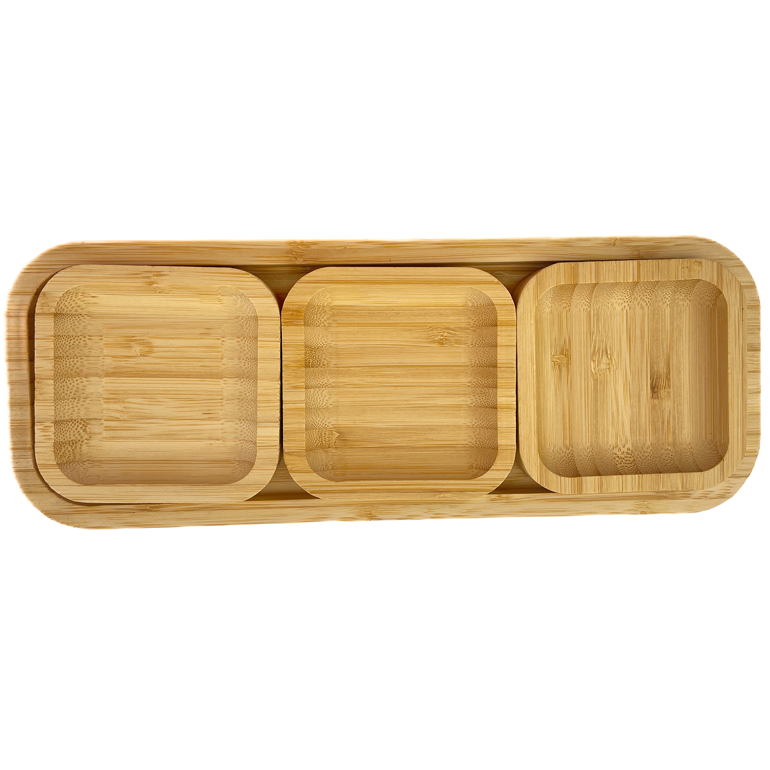 Bamboo Fruit Nuts Tray Dish Square Snack Plate Grid Bamboo Wood Dried Fruit Tray Household Snack Nut Sauce Fruit Box Dish Platter