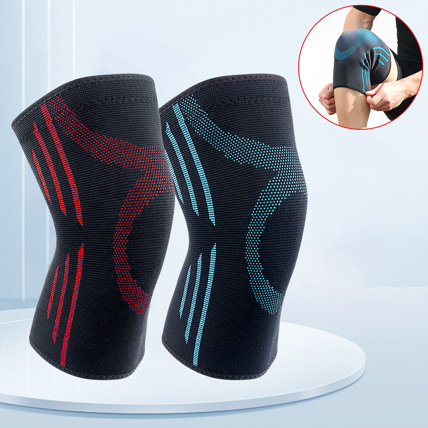 3D Knitting Breathable Sport Compression Knee Sleeve