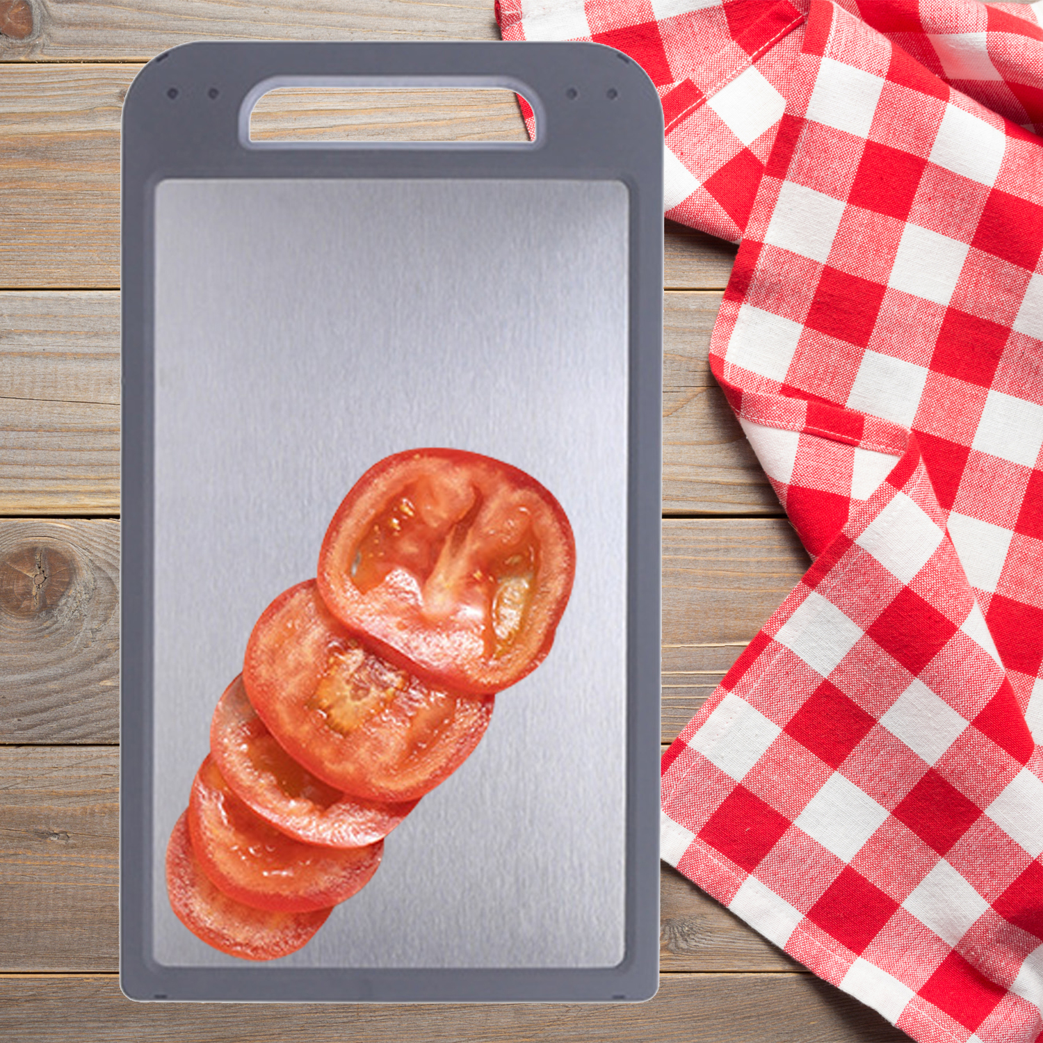 High Quality Double Sided Home Kitchen Stainless Steel And PP Cutting Chopping Board Chopping Board With Handle