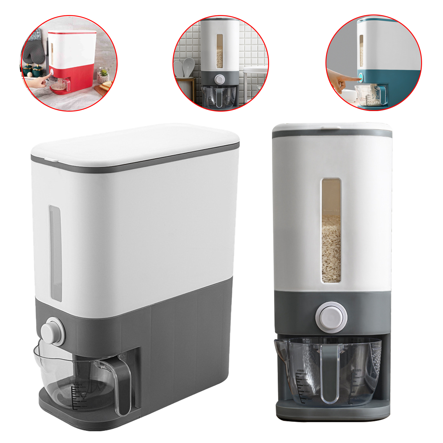 Plastic Rice Dispenser Kitchen Rice Bucket Sealed Rice Box Insect-proof And Moisture-proof Grain Container Grain And Cereal Storage Box
