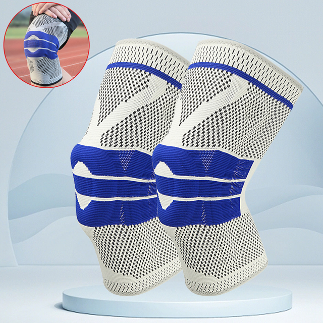 Sports Knee Pads Silicone Knitted Elastic Support Knee Pads Shin Pads Basketball Fitness Patella Knee Pads