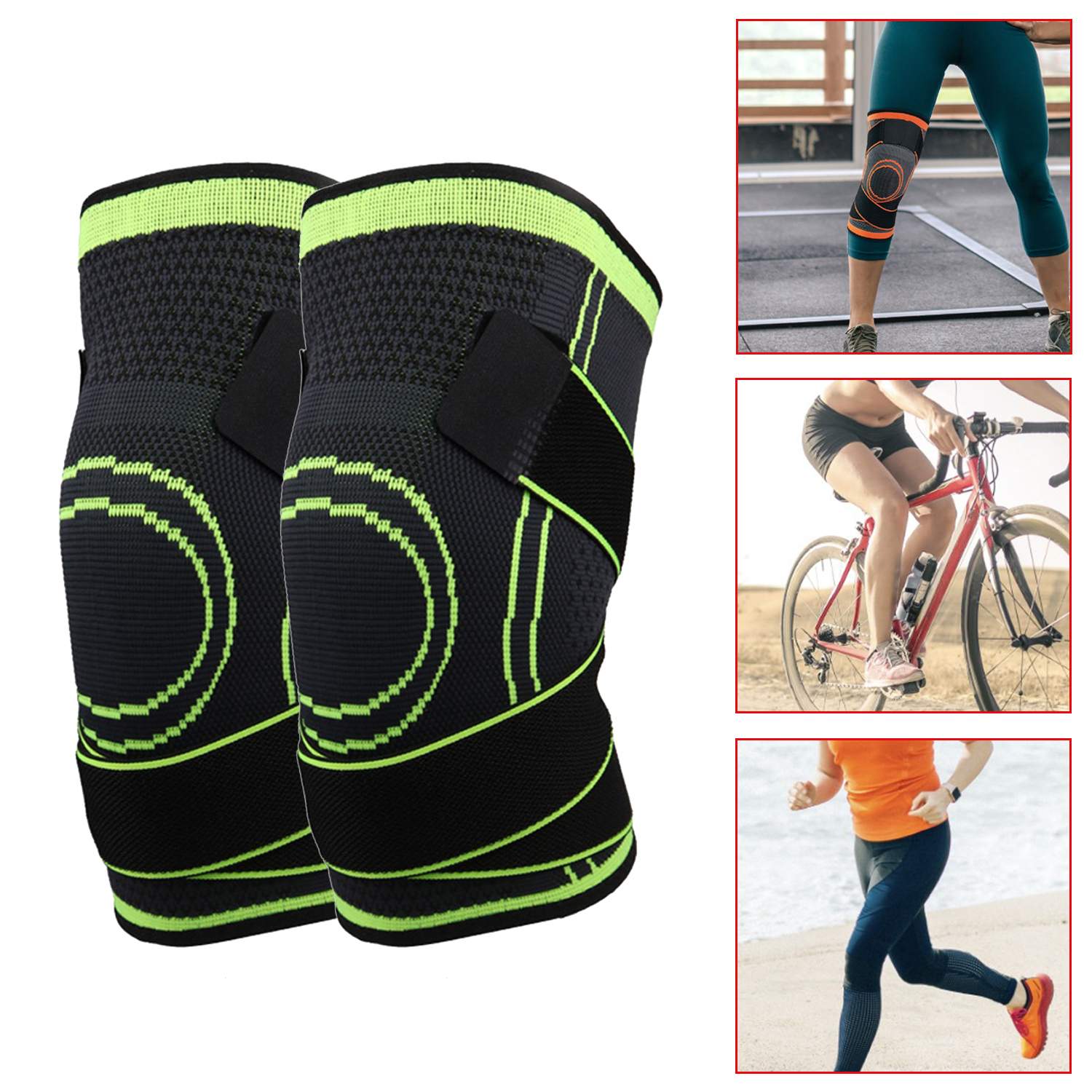 Compression Knee Sleeve Adjustable Elastic Compression Knee Sleeve in Fitness Safety Anti-slip Knee Pads Athletic Knee Brace