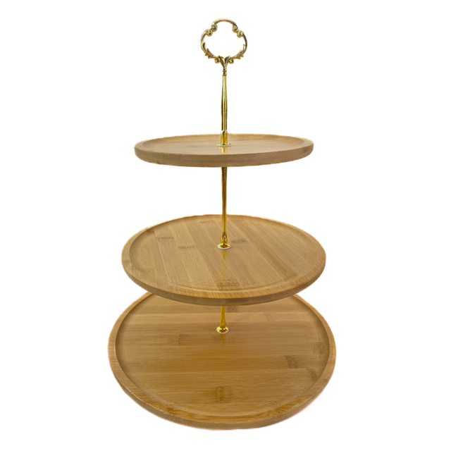 Bamboo Tiered Tray 3 Tier Cake Stand Serving Tray for Cupcake Dessert Candy