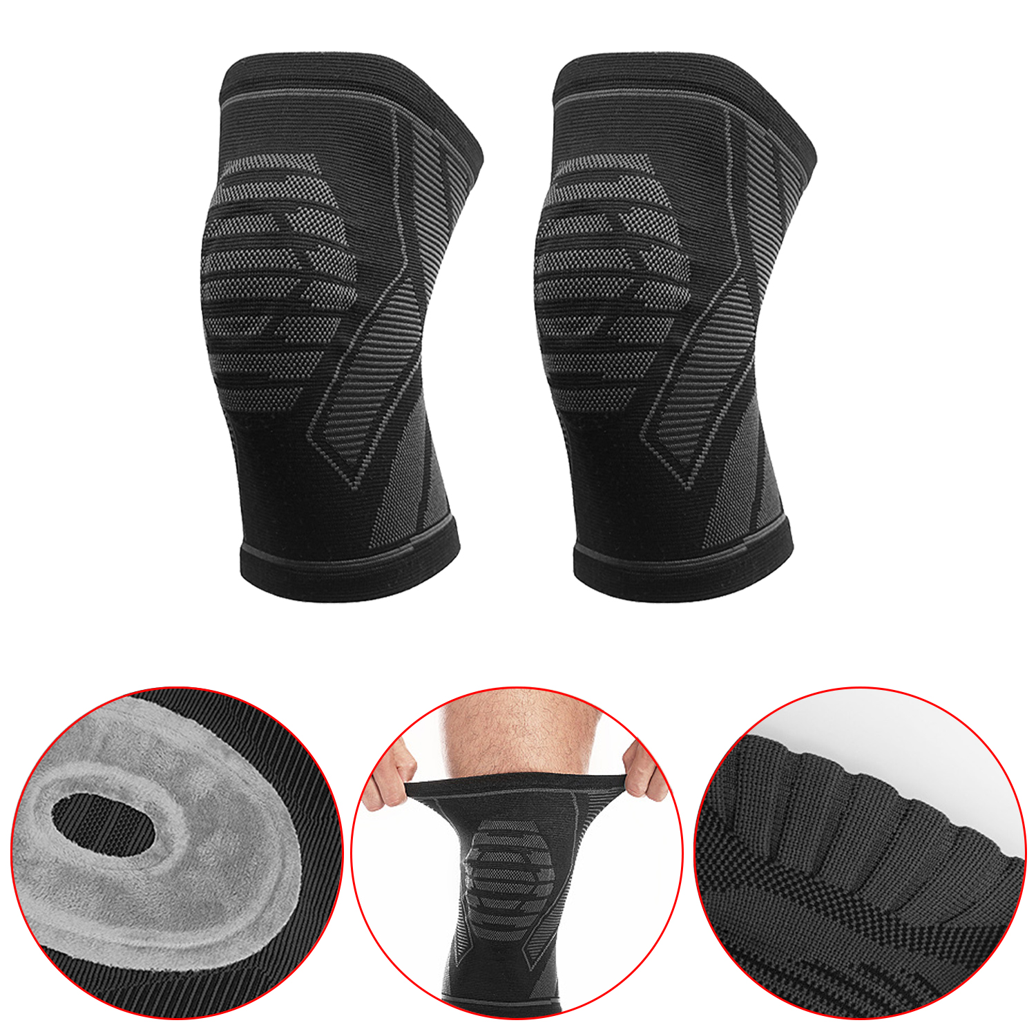 Running Fitness Elastic Knee Sleeves Knee Pad Knitted Knee Pads Warm Basketball Sports Men's Professional Knee Sheath Breathable Thin Knee Pad