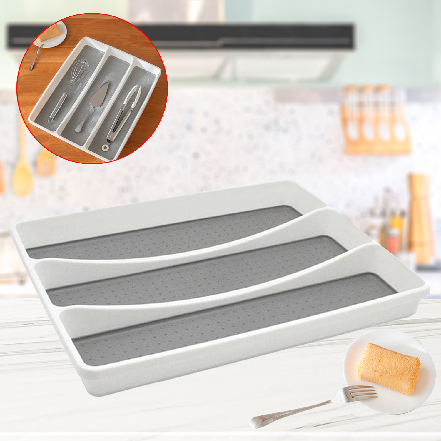 3 Compartment Kitchen MultiPurpose Storage Silverware Drawer Organizer Cutlery Tray for Kitchen Compartment Utensil Organizer