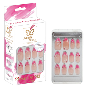 24-Piece Glue-On Fake Nails Set with Elegant Gift Box