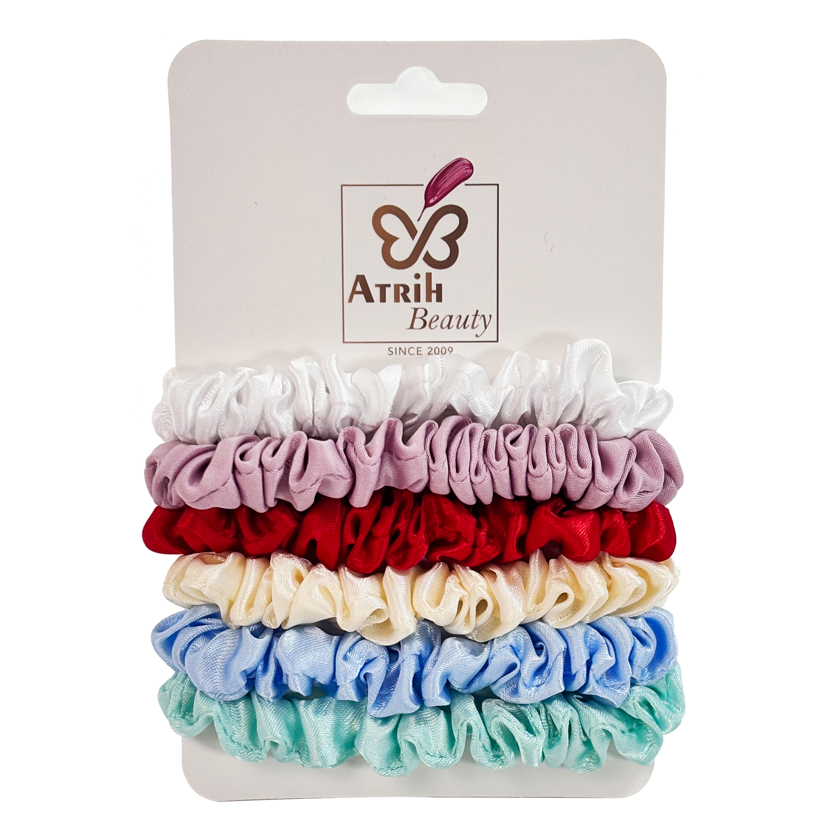 6-Piece Colorful Hair Bands Set with Card Packaging