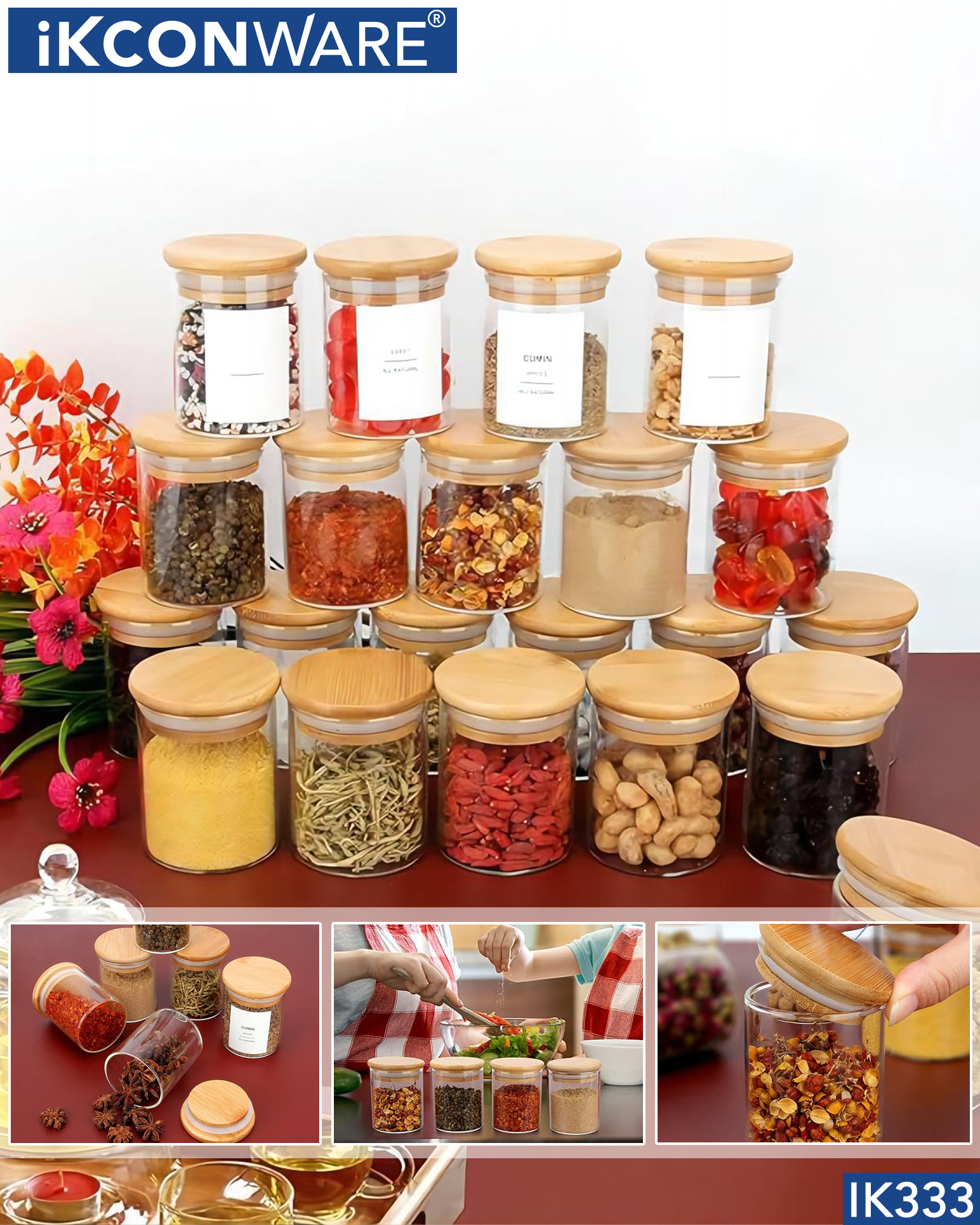 IKCONWARE Glass Storage Jars: Elevate Your Kitchen Organization with Style