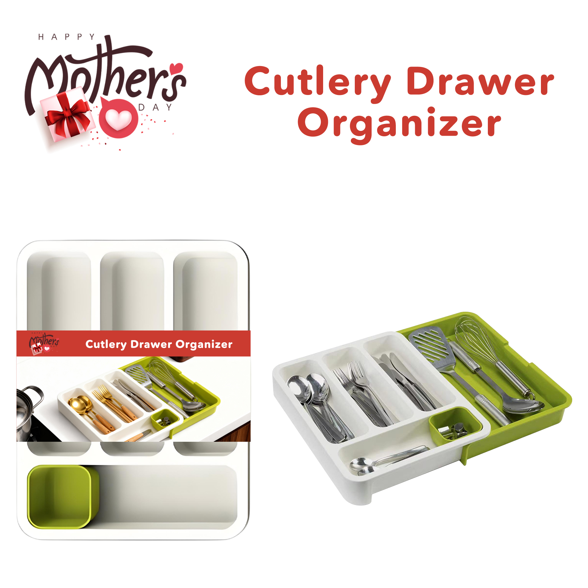 Cutlery Drawer Organizer Multi-compartment Kitchen Utensil Organizer