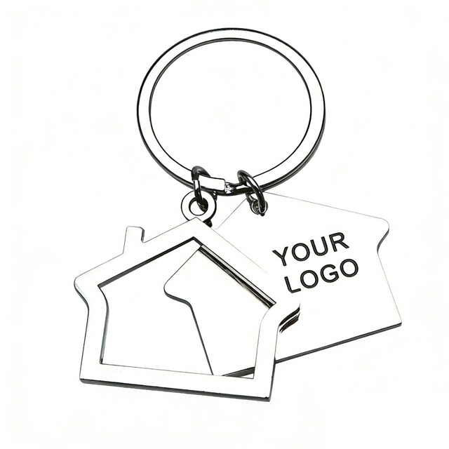 Dual-House Keychain Hollow & Solid House Key Charm