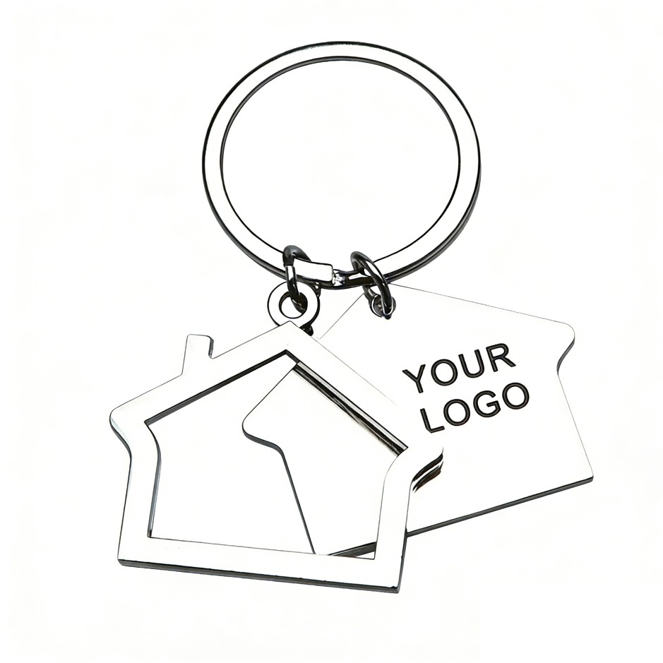 Dual-House Keychain Hollow & Solid House Key Charm