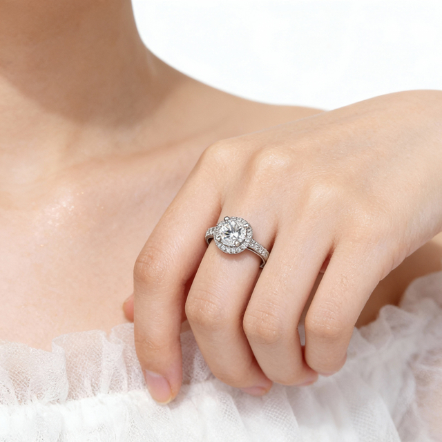 Luxury Diamond Halo Ring Adjustable Women's Diamond Ring