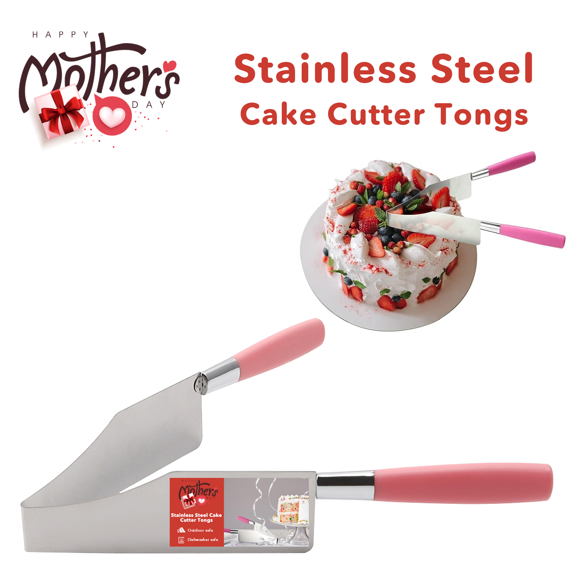 Stainless Steel Cake Cutter Tongs 2-in-1 Cake Cutter And Serving Tongs
