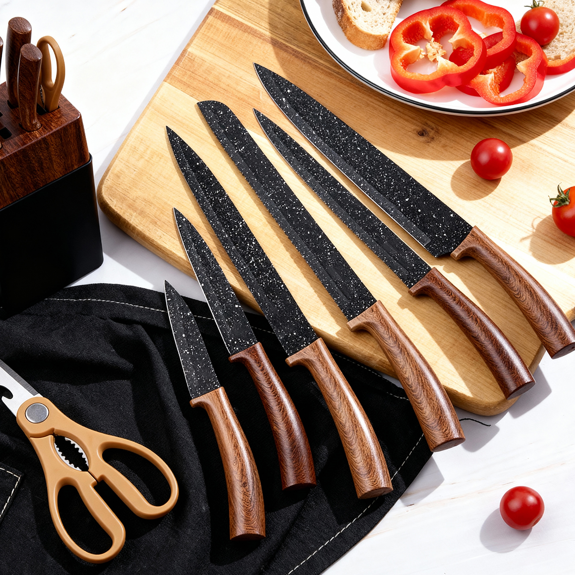 7-pcs Kitchen Knives Set with Wooden Holder