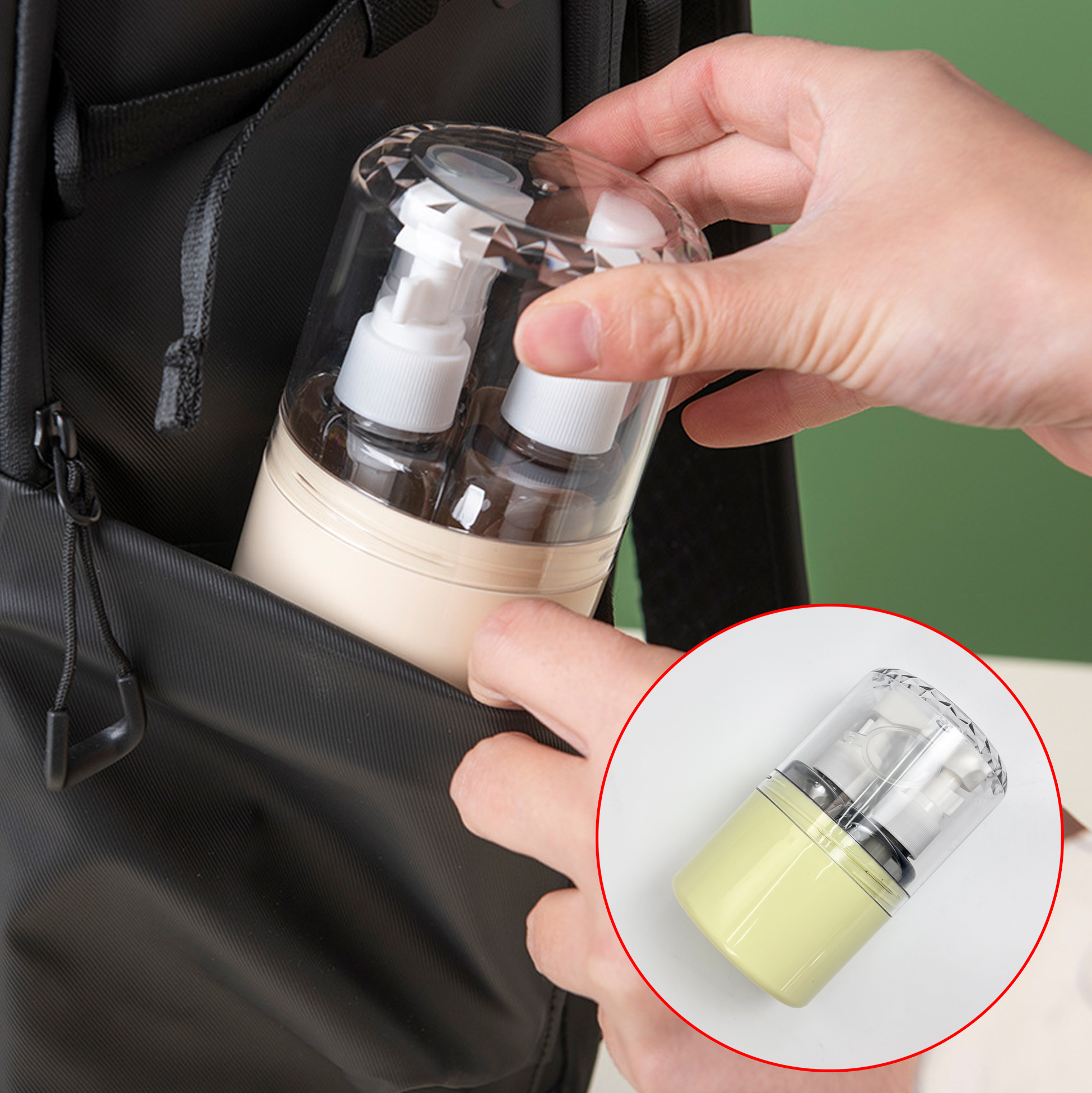 2-in-1 Travel Pump Bottle Set Funnel-included Toiletry Bottle Kit