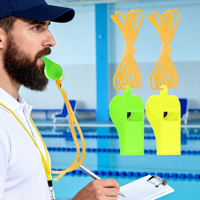 Multi-color Plastic Whistle Set with Lanyard 