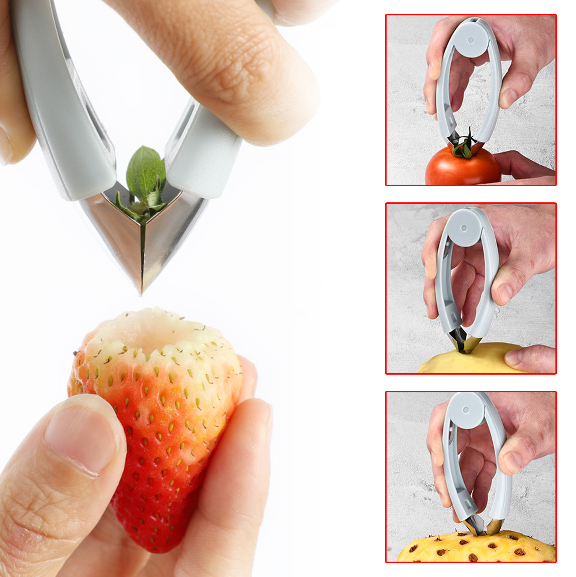 Mother's Day Strawberry Huller Corer Multi-use Fruit Stem Remover Tool