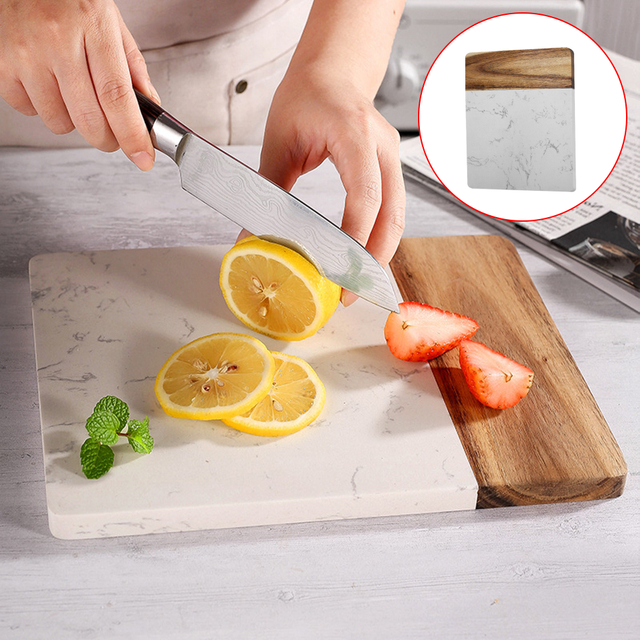 Marble & Wood Rectangular Cutting Board