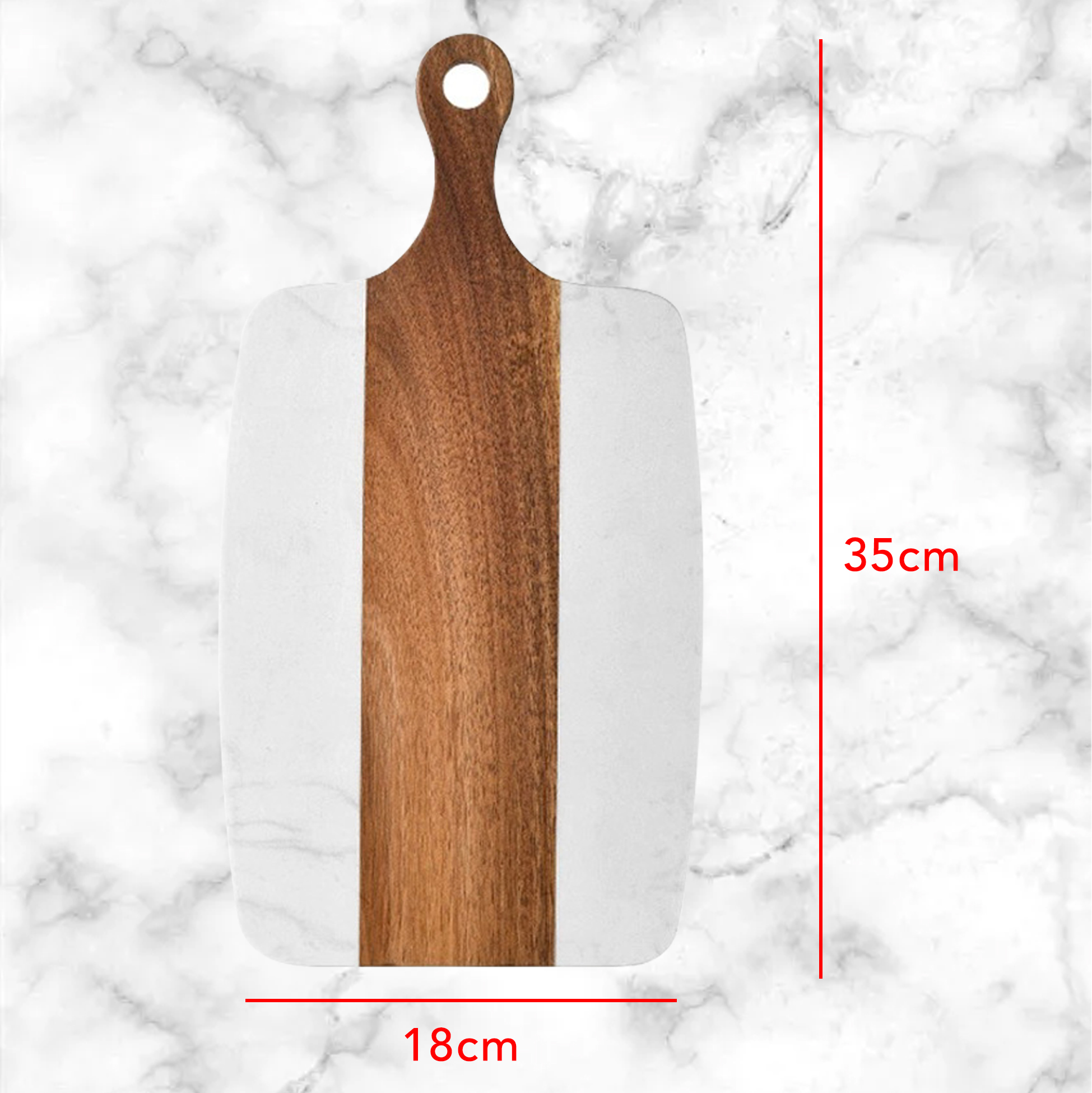 Marble & Wood Striped Handle Cutting Board