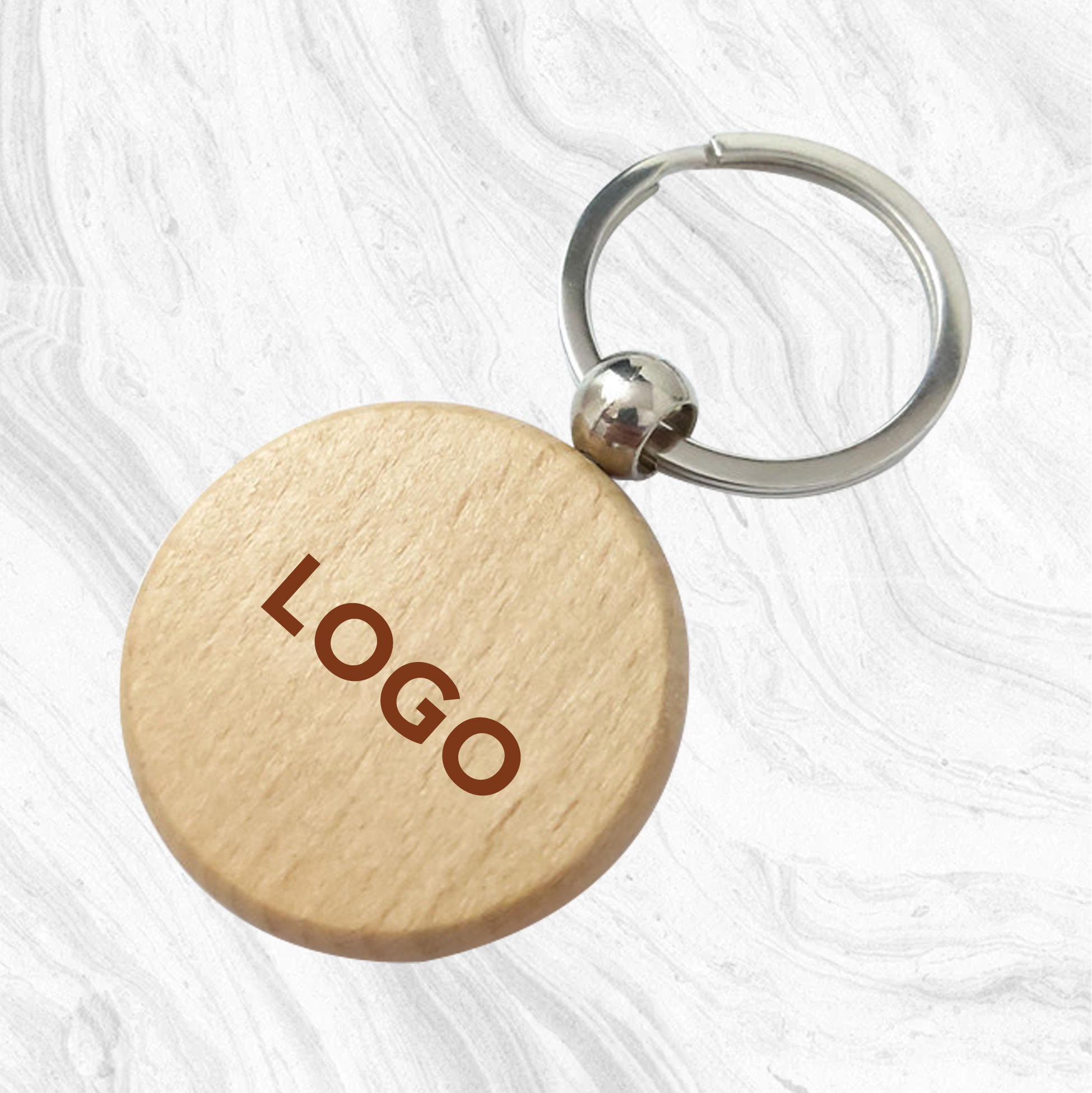 Round Wooden Keychain Custom Logo Wooden Keychain